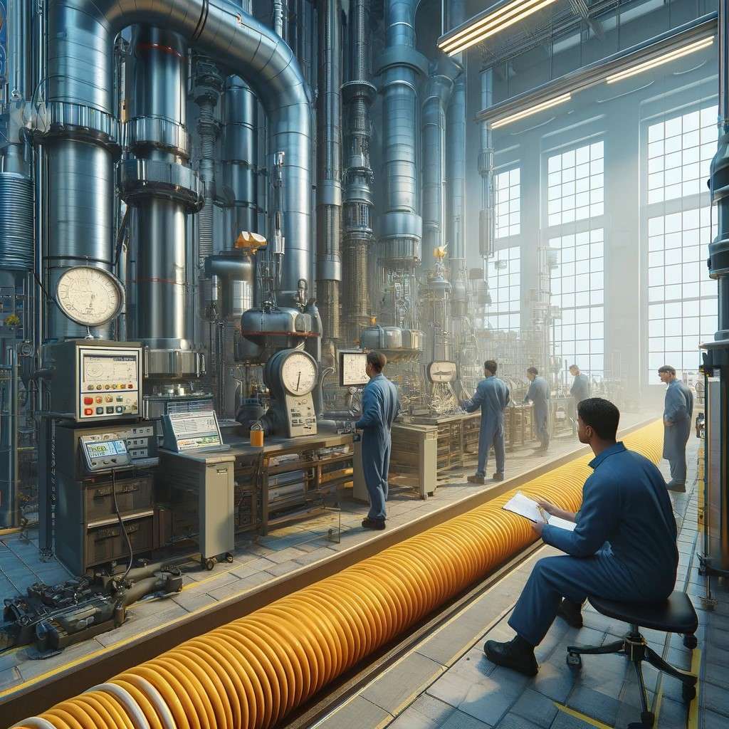 Varias mangueras de PVC siendo probadas en un entorno industrial para seguridad y rendimiento Varias mangueras de PVC siendo probadas en un entorno industrial para seguridad y rendimiento